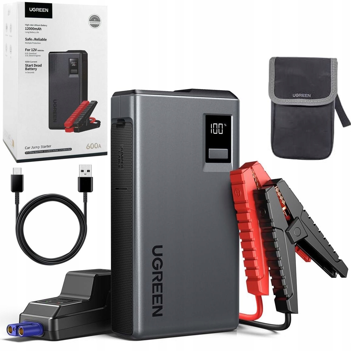 Štartovacie Zariadenie Akumulátora Ugreen ES702 12000 mAh 12V do auta