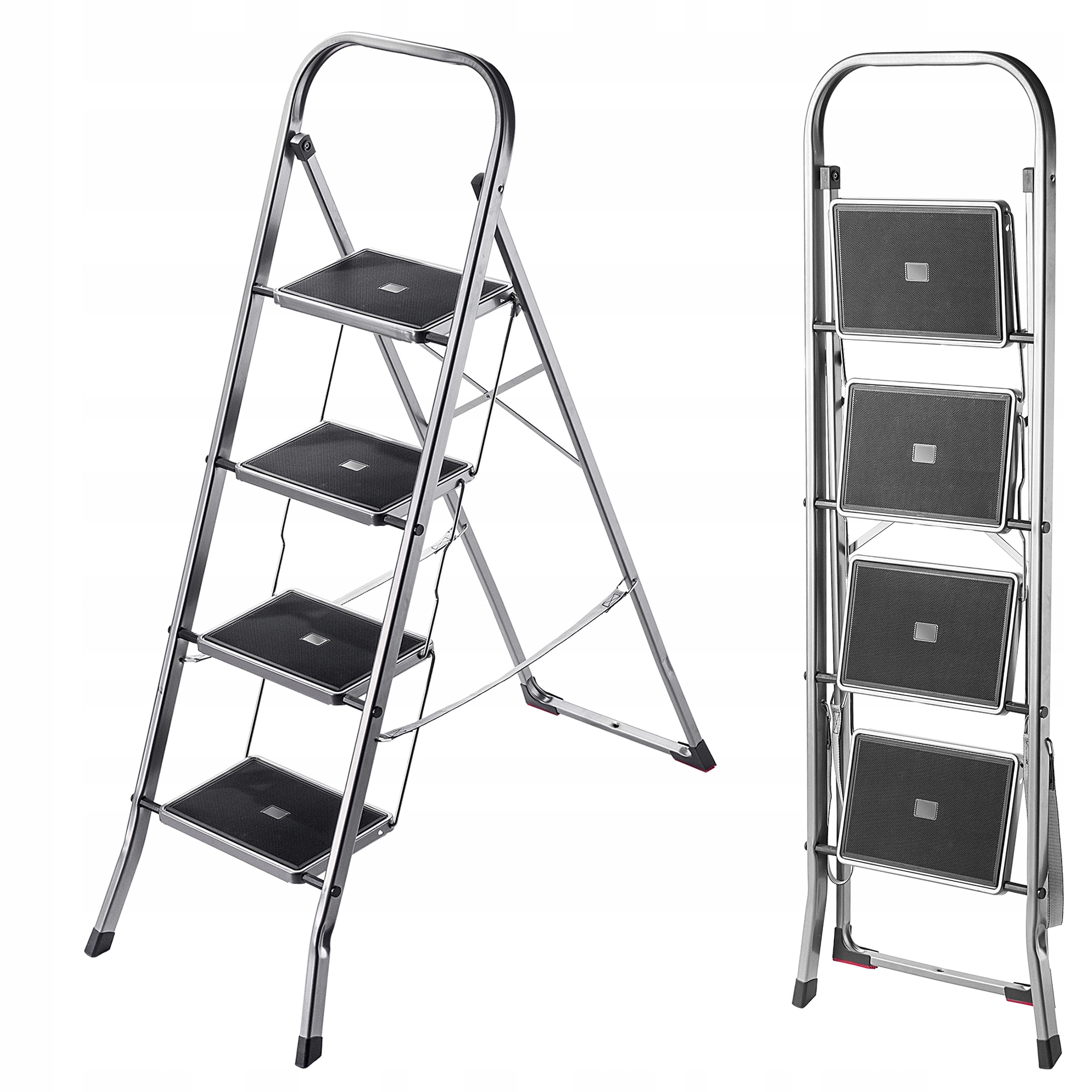 DRABINA DRABINKA 4 STOPNIOWA SCHODY DOMOWA STALOWA SKŁADANA 150kg Szerokość stabilizatora 47 cm