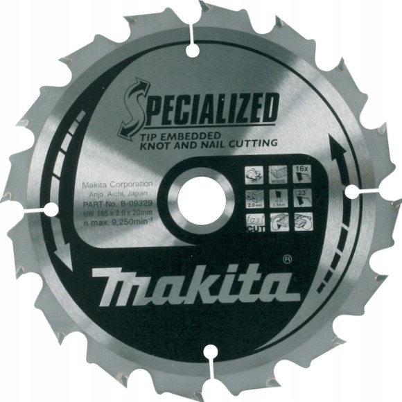 Kotouč na řezání hřebíků šrouby 165x20 16Z Makita