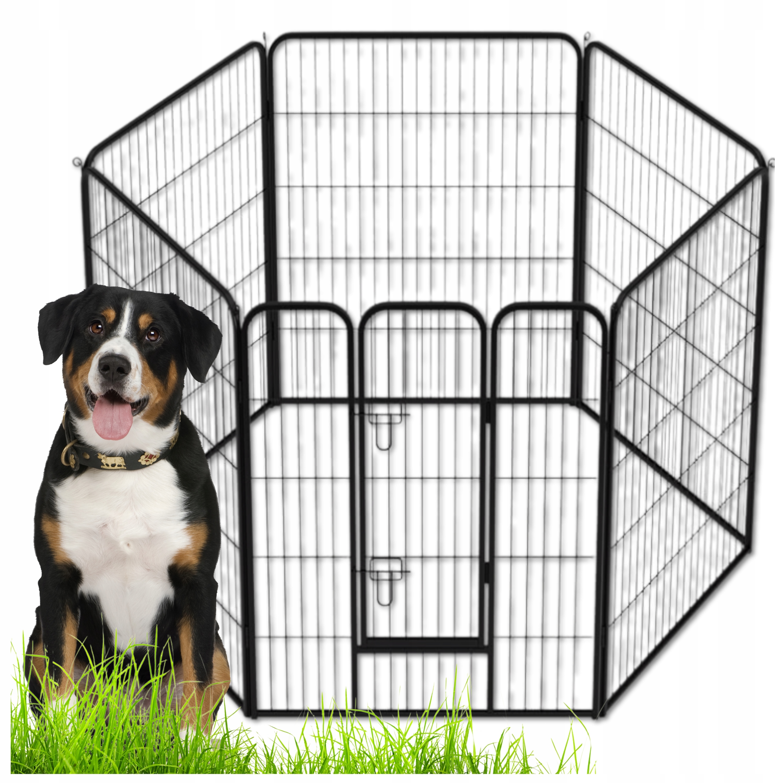 Kojec Klatka Dla Psa Metal Wybieg Królika Modułowa Zagroda 6 Paneli 114cm