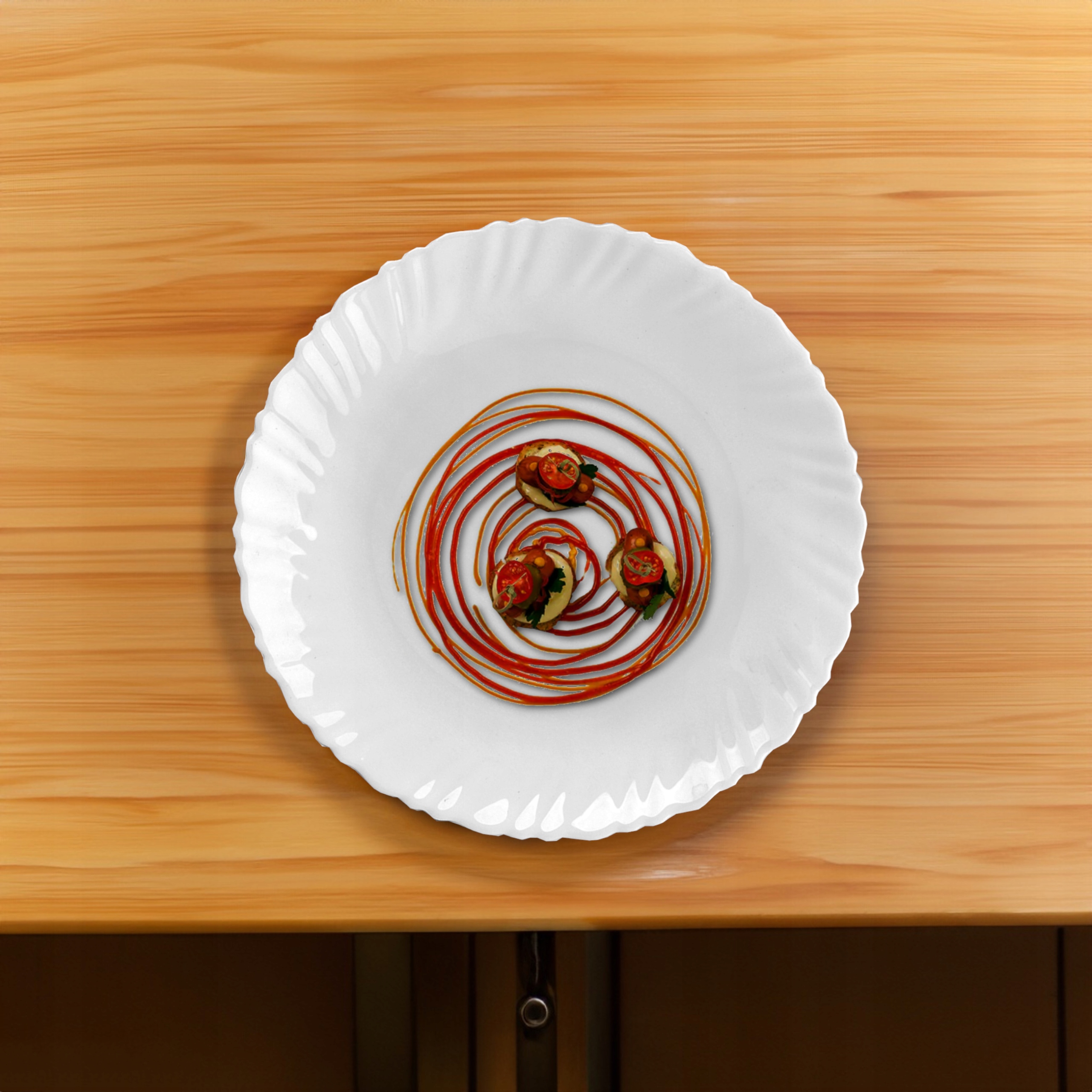 Serwis talerzy zestaw komplet OBIADOWY 18 elementów opal biały zdobiony Liczba osób 6