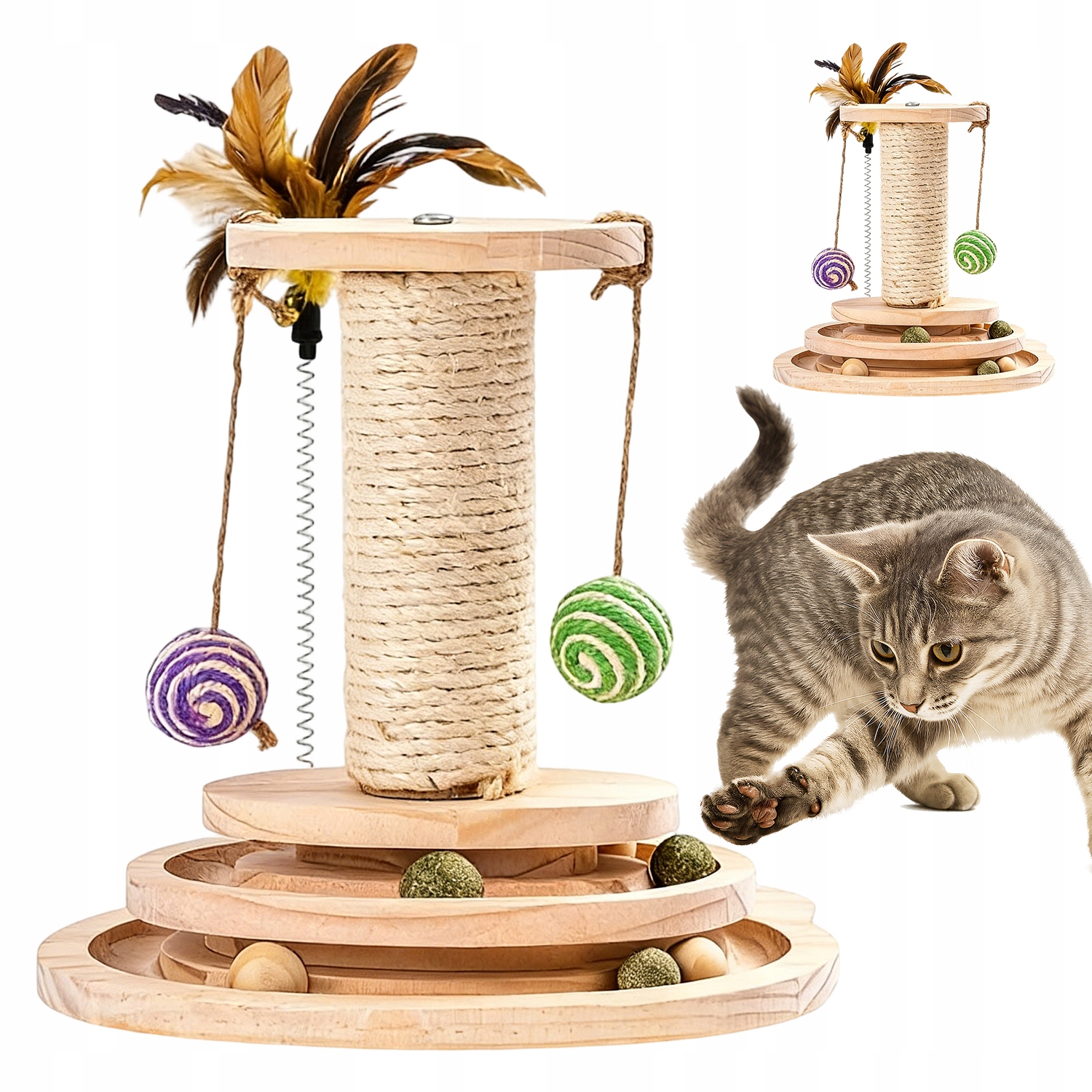 Levně Škrabadlo Pro Kočky Na Škrábání Míčku Hračka Multifunkční 30 CM