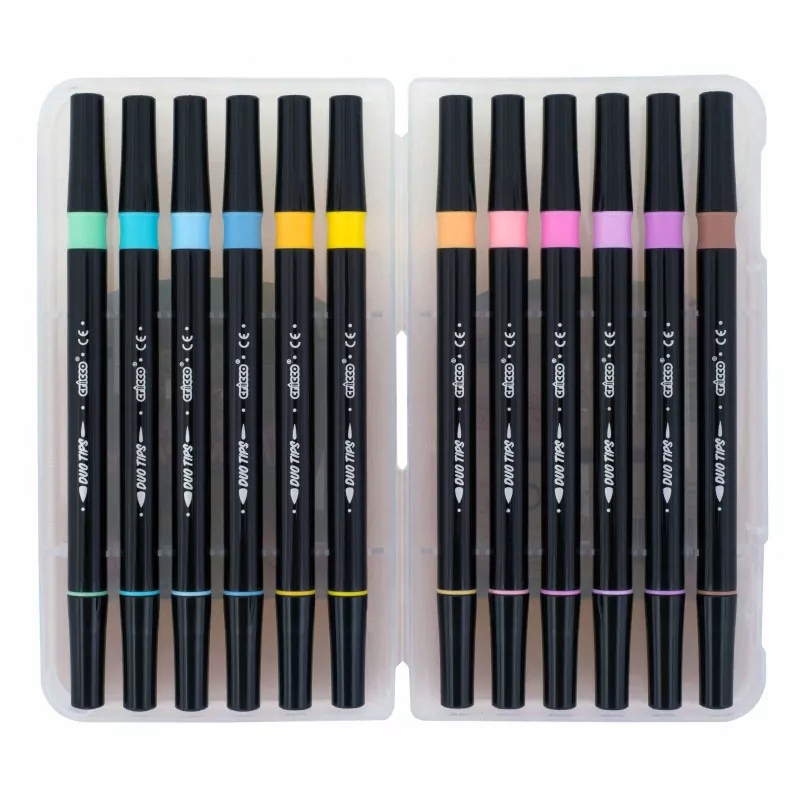 PISAKI DWUSTRONNE PASTELOWE PĘDZELKOWE 12 KOL. Marka Cricco