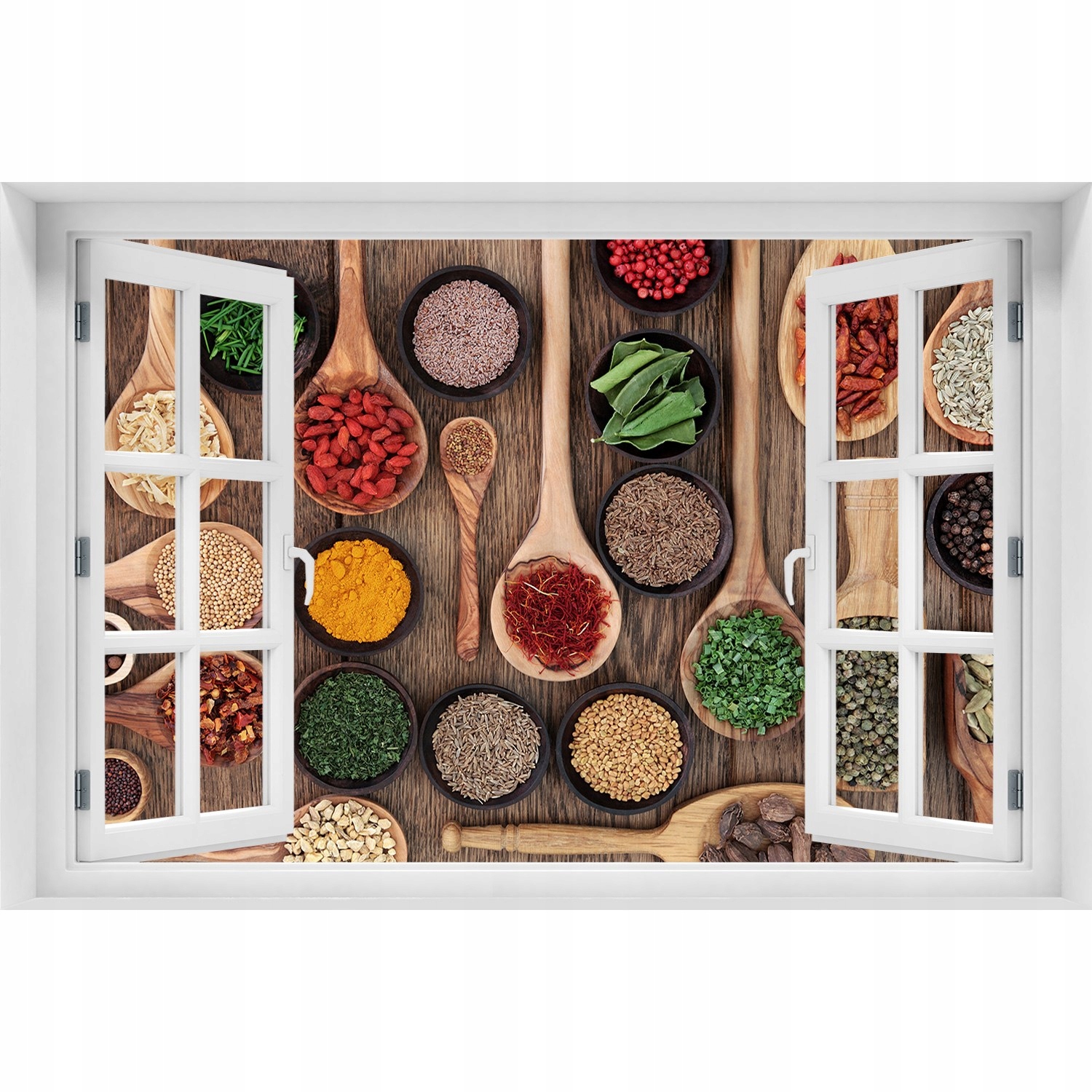 

Okno Naklejka na ścianę Przyprawy i zioła 150x100