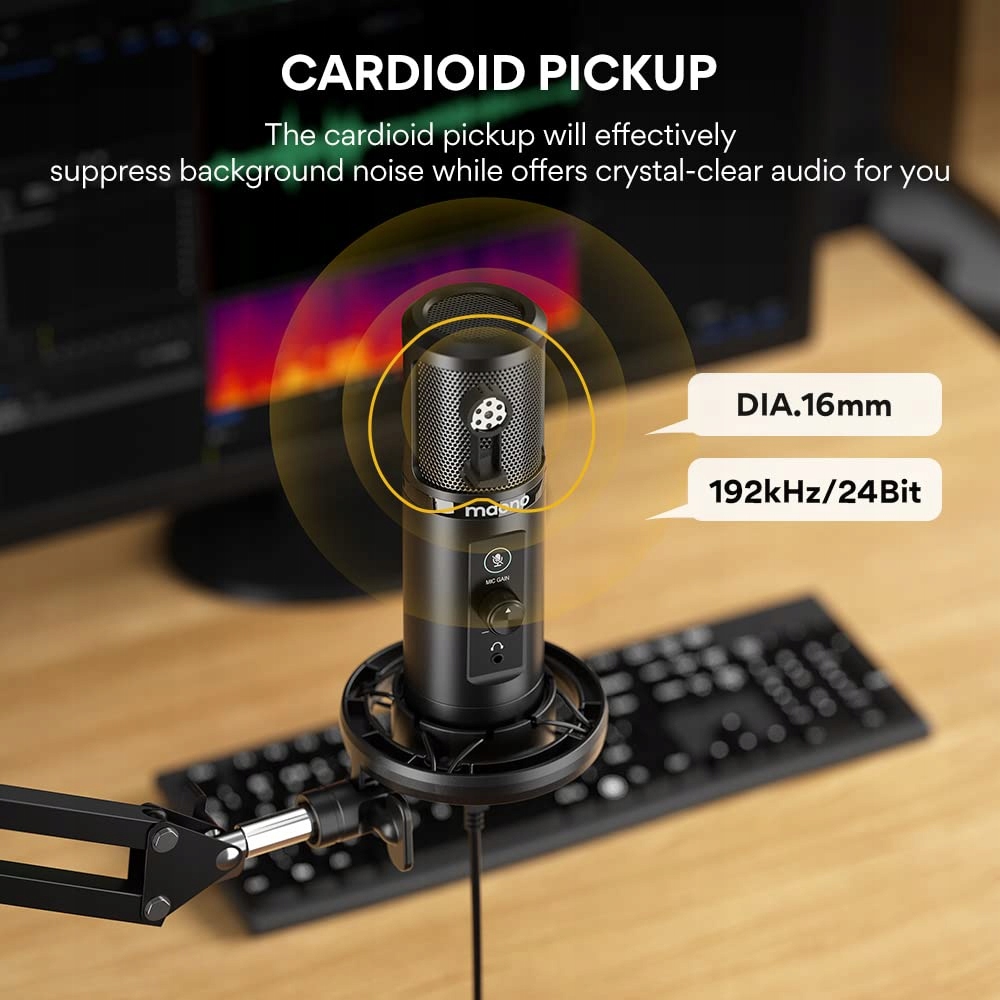 MAONO USB Mikrofon PC AU-PM422 do Podcastów, Gamingu i Streamingu — miniatura 5