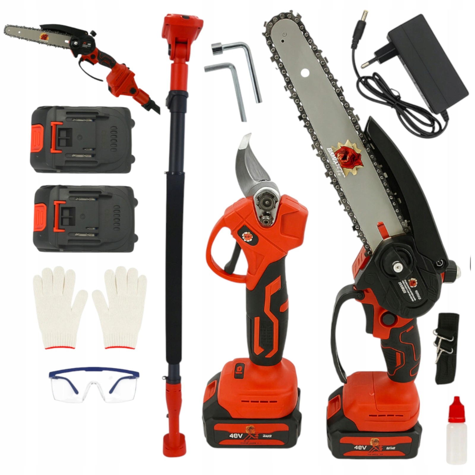 Aku Řetězová Pila 48V 4000W Teleskop 2 Aku Zahradní Nůžky