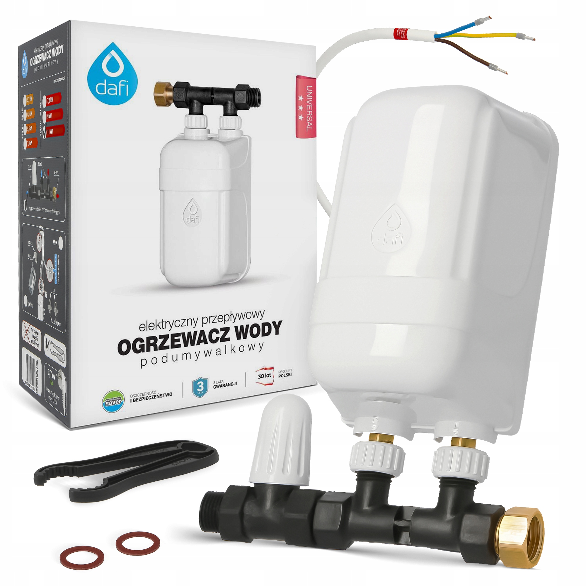 Prietokový ohrievač vody 400V 11 kW Elektrický ohrievač Prípojka 3Q