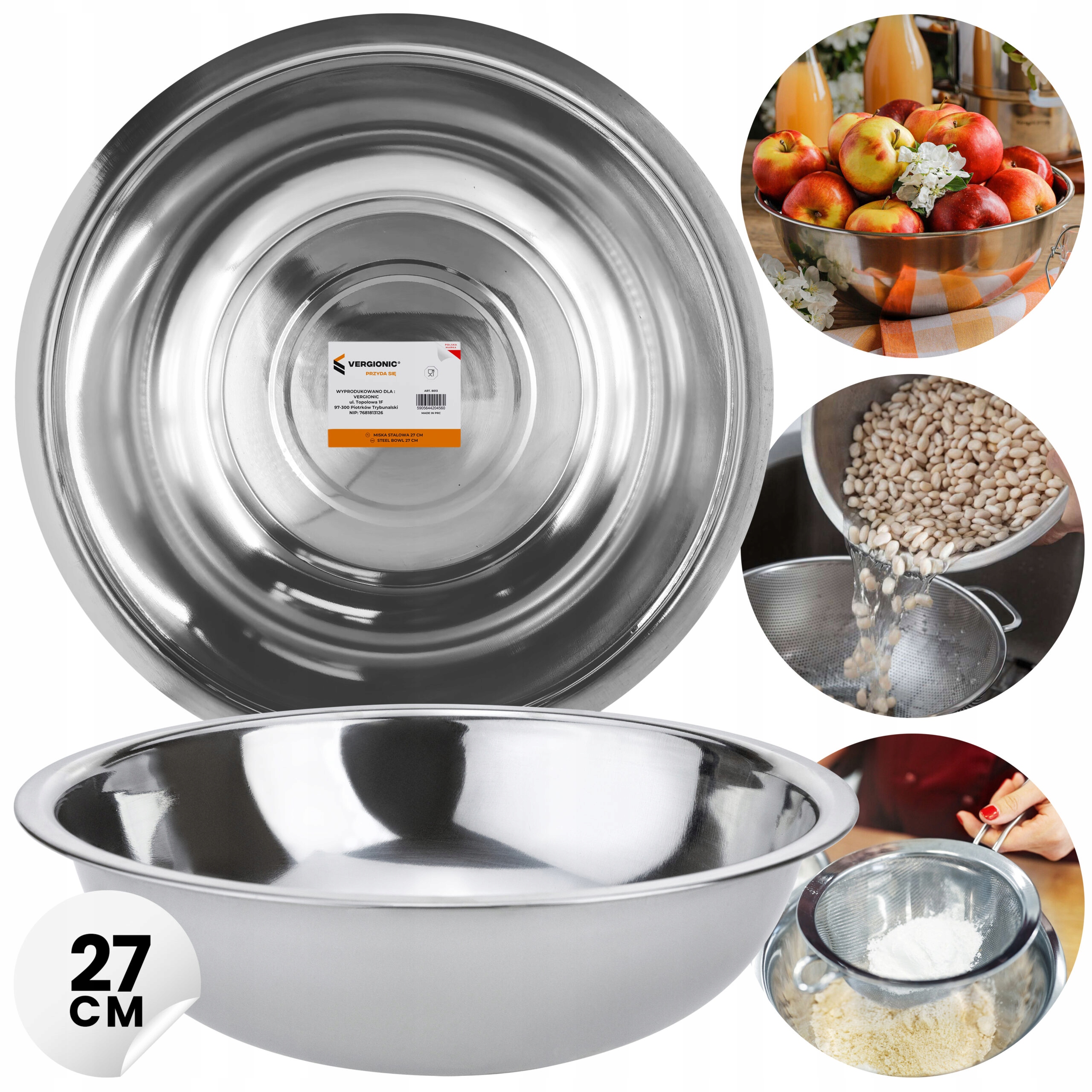 MISKA MISA KUCHEMNNA NIERDZEWNA OKRĄGŁA METALOWA OKRĄGŁA 27 cm