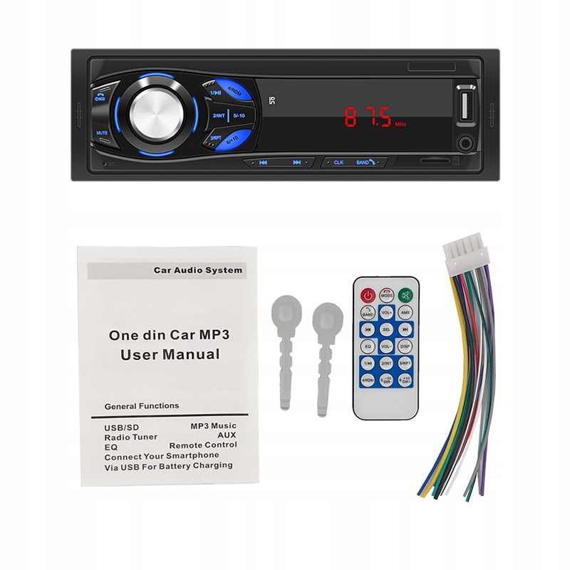 RADIO SAMOCHODOWE 1DIN MIKROFON SD USB BLUETOOTH