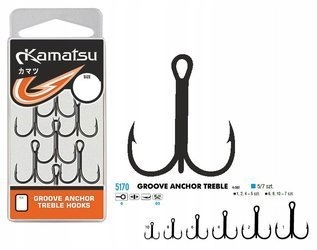 Mocne Kotwice Nr 2 Kotwica Spinning K-082 Groove Anchor Treble 5szt Kamatsu