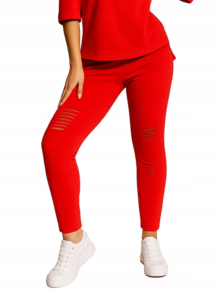 La..Mu kalhoty trubičky legíny s vroubky bavlna červená M/L -2