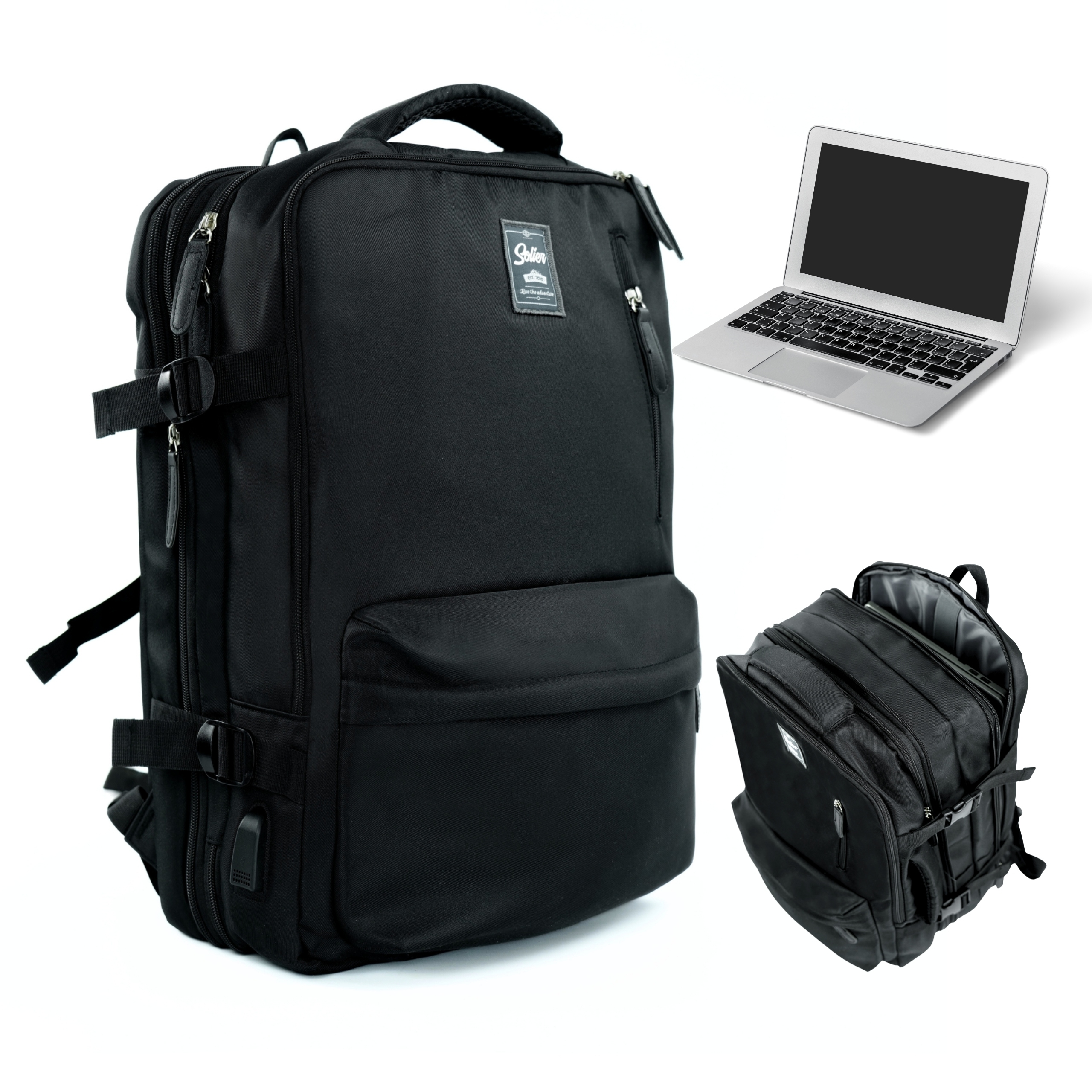 Školní batoh pro mládež na notebook černý městský do práce univerzální