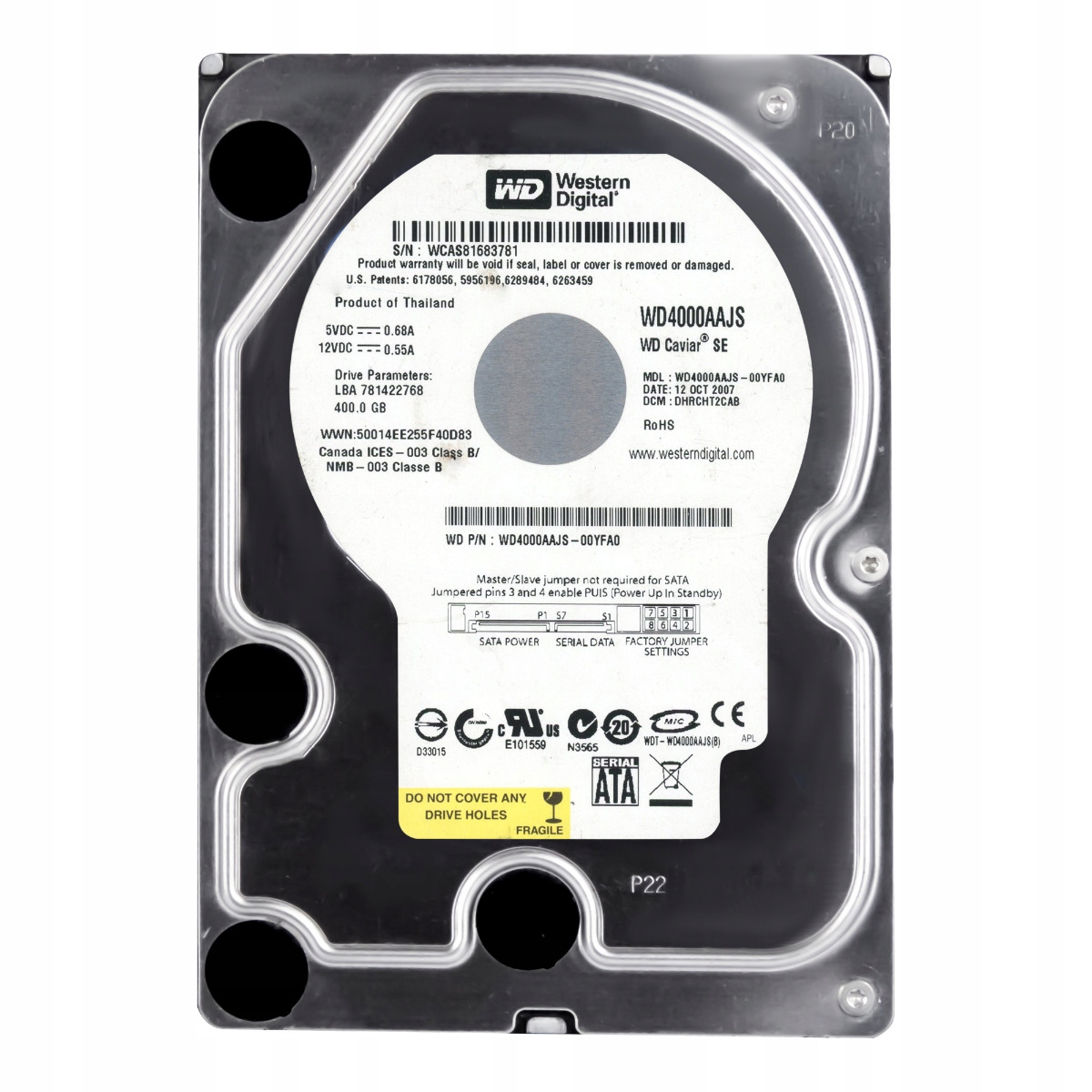 Wd Caviar 400GB 7.2K 8MB Sata II 3.5'' WD4000AAJS