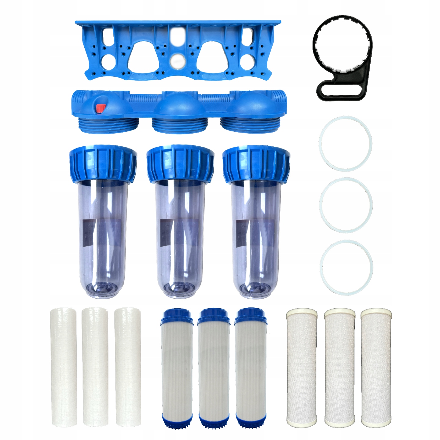 Filtr do wody wstępny 3-stopniowy IBO ZESTAW FILTR + WKŁADY FILTRACYJNE