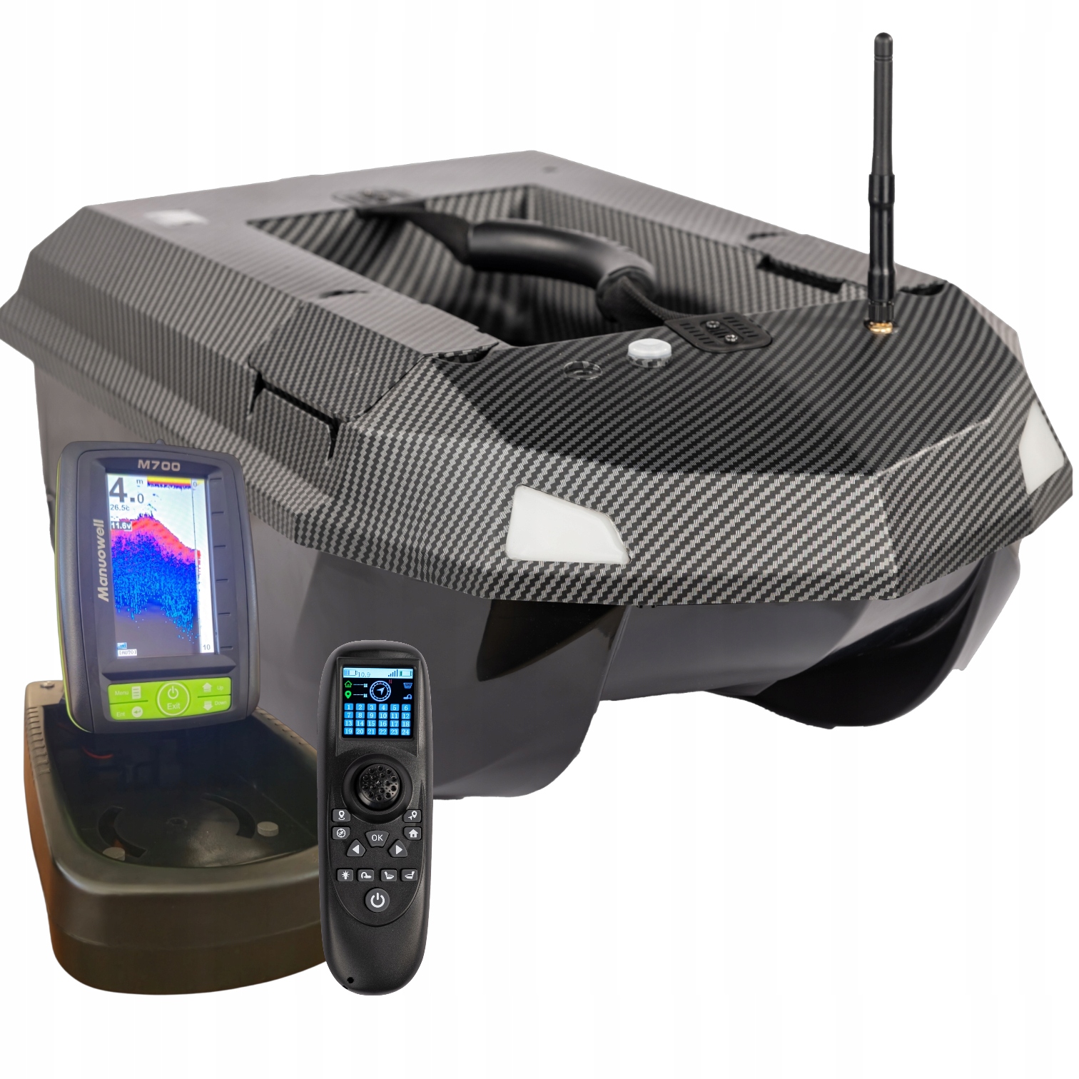 Łódka zanętowa Manuowell Assassin, Carbon, Gps, Autopilot, Echosonda M700