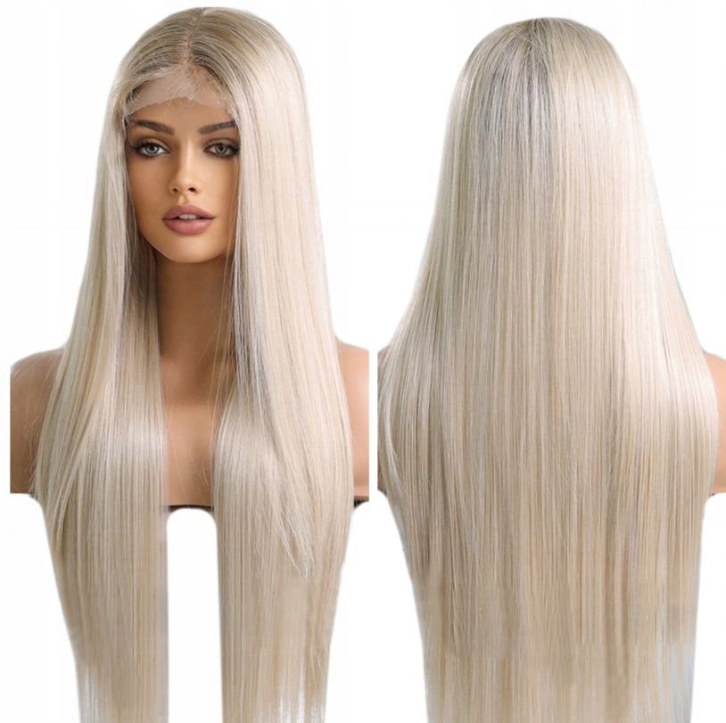 Paruka s dlouhými vlasy Lace Front světlá Blond 40/55/80 cm čepička Bonus