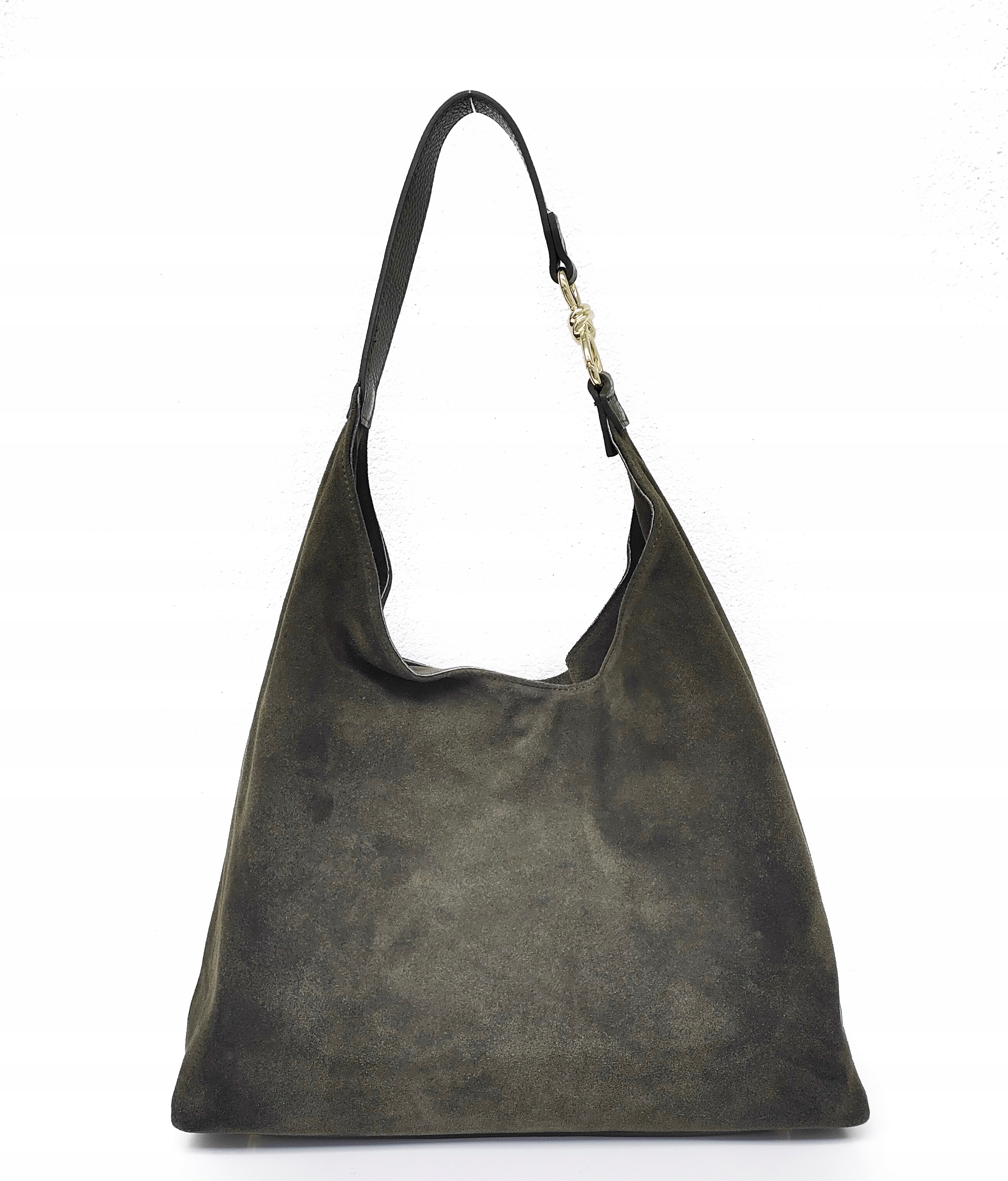 Taška s přezkou, zelená, semišová vera pelle