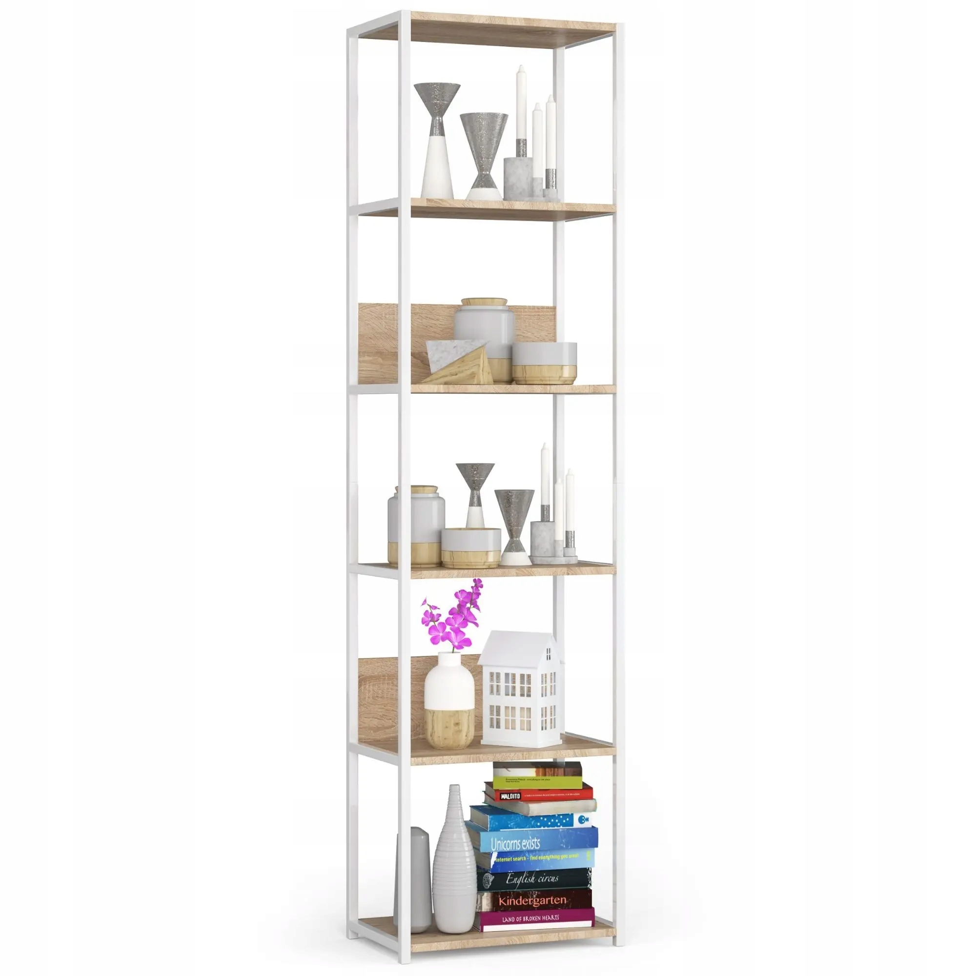 Regał Metalowy Loft 500 Biały/dąb Sonoma
