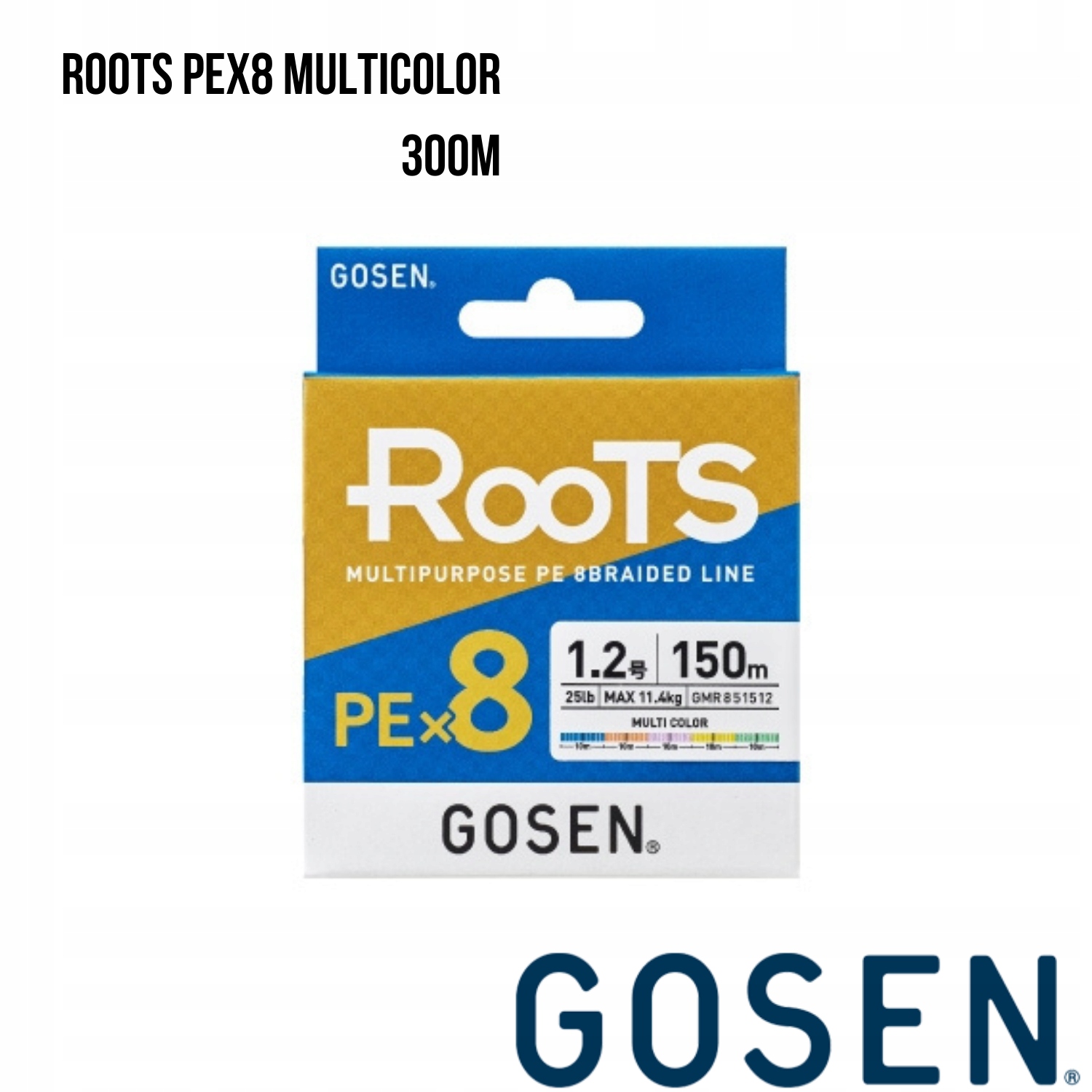 Plecionka Gosen Roots PEX8 #0.6/0,128mm/14lb/6,4kg. Multicolor (300 m)