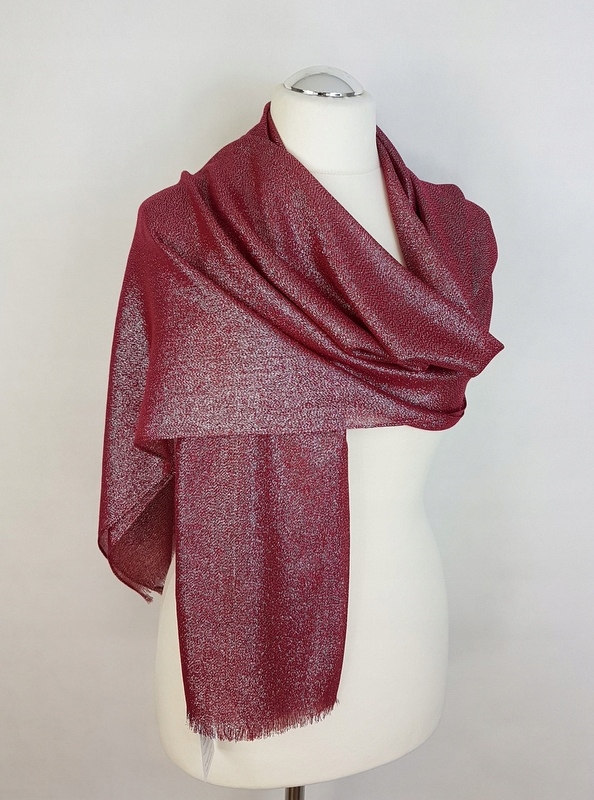 494 Elegancki SZAL na sukienkę BORDOWY SREBRZONY Rodzaj szal