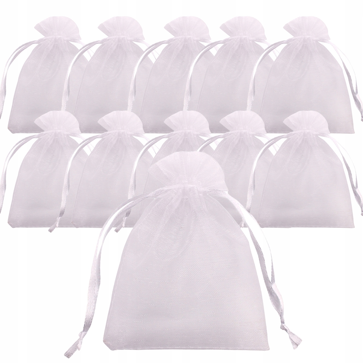 10x Woreczki z organzy na WESELE ŚLUB białe 7x9 cm