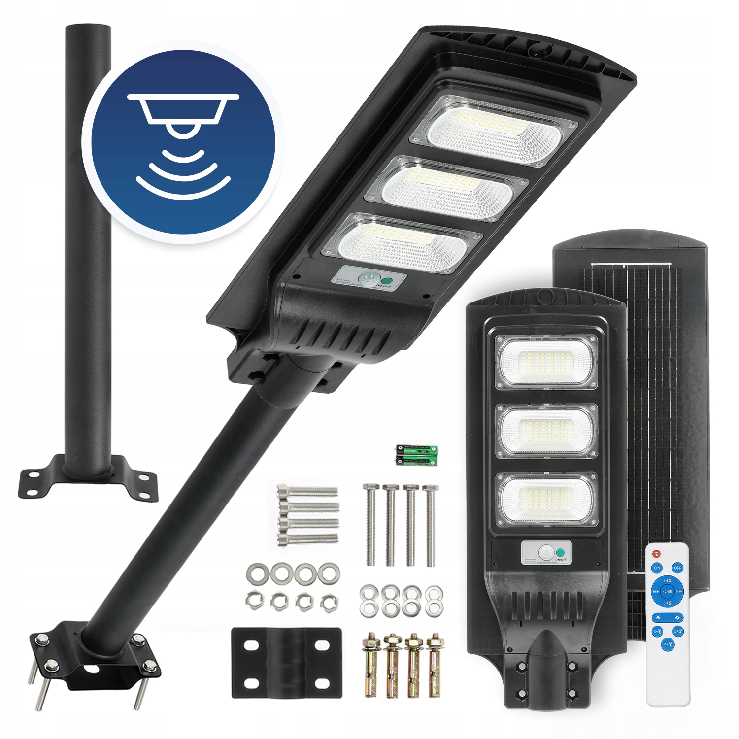 Solárna Led cestná lampa 8W Uličná 6500K Snímač pohybu IP54 Držiak