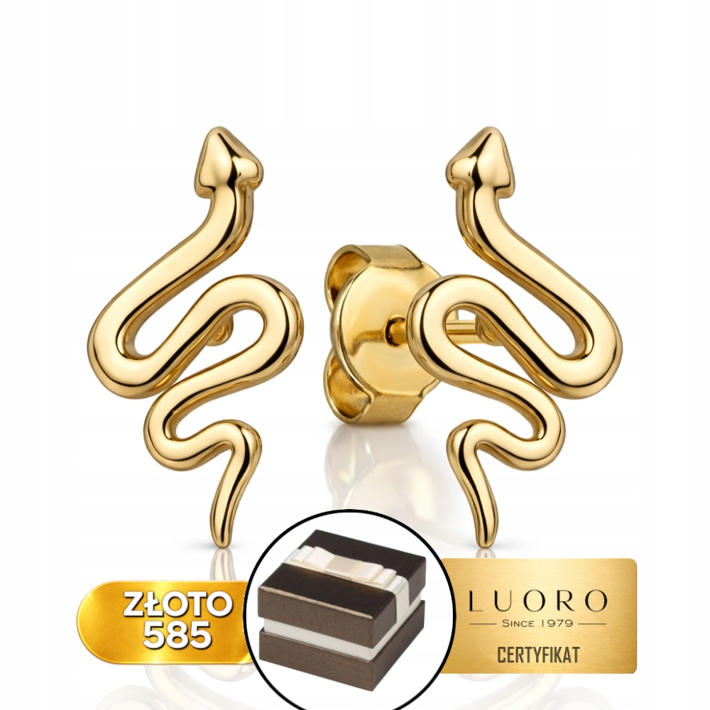 Náušnice Zlaté 585 14K Hadí Tyčinka 1,3 CM Elegantní Jemné