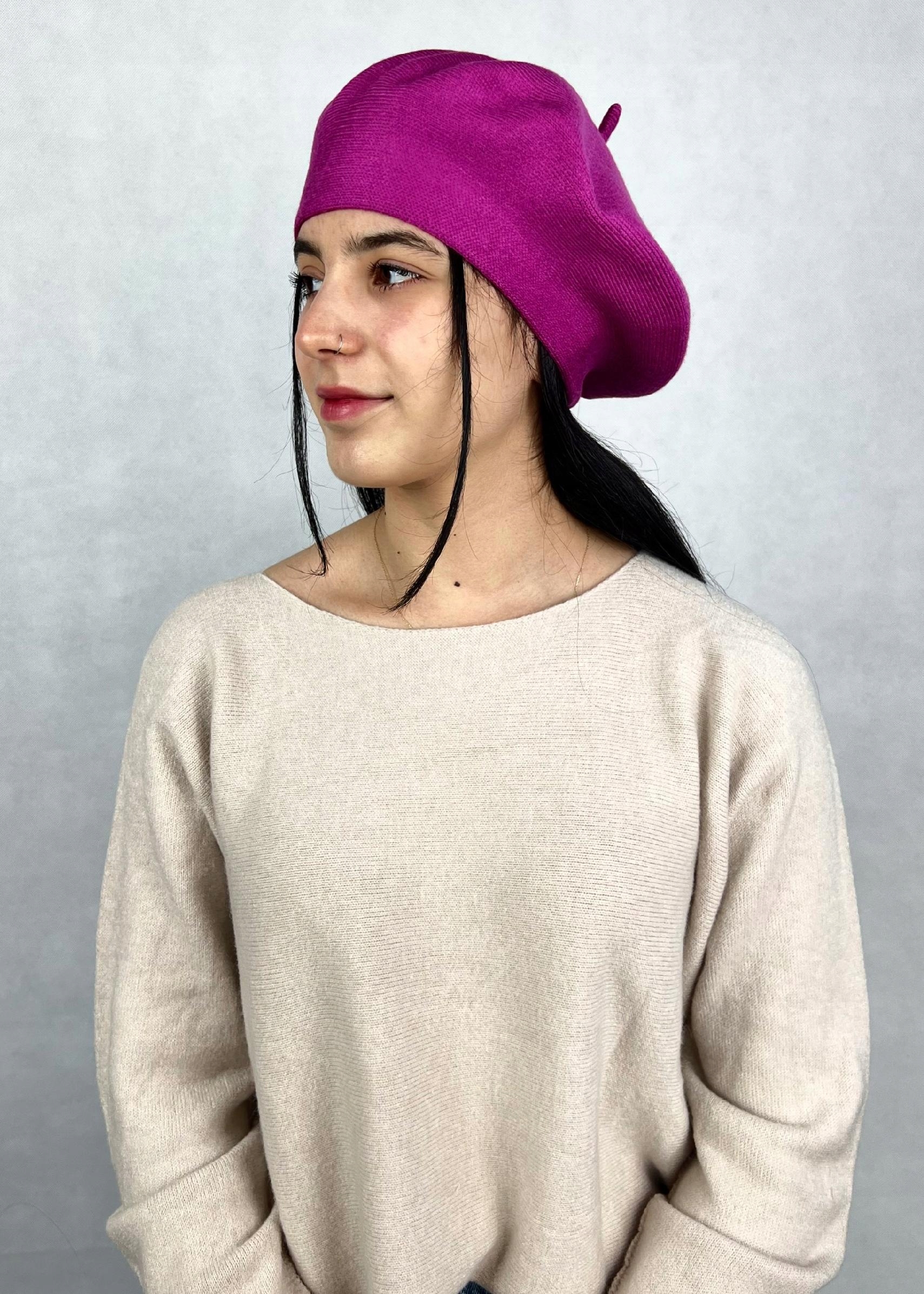 Klasyczny beret francuski, beret damski na jesień na zimę wygodny elegancki Marka bez marki