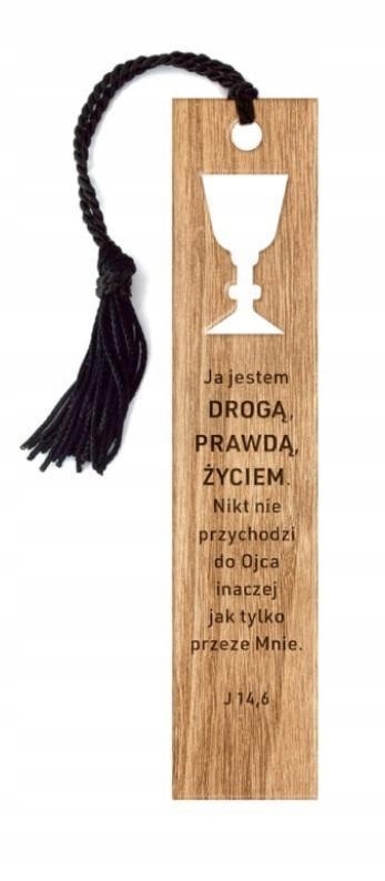 ZAKŁADKA DREWNIANA - JA JESTEM - KIELICH, SZARON