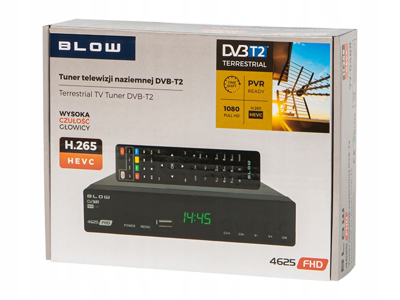 dekoder tuner darmowej telewizji naziemnej DVB-T2 HEVC H.265 + pilot Model 4625FHD