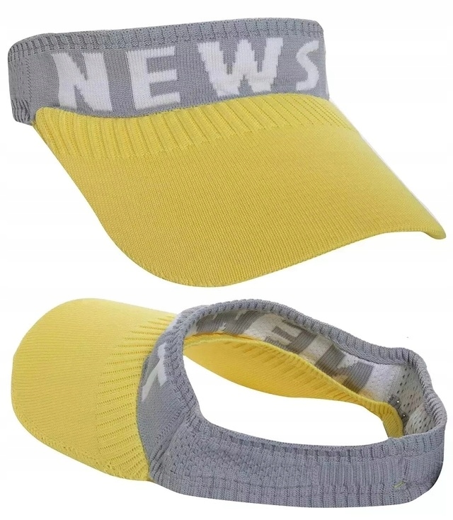 MATERIAŁOWY DASZEK PRZECIWSŁONECZNY Z GUMKĄ Z NAPISEM NEWST ŻÓŁTY