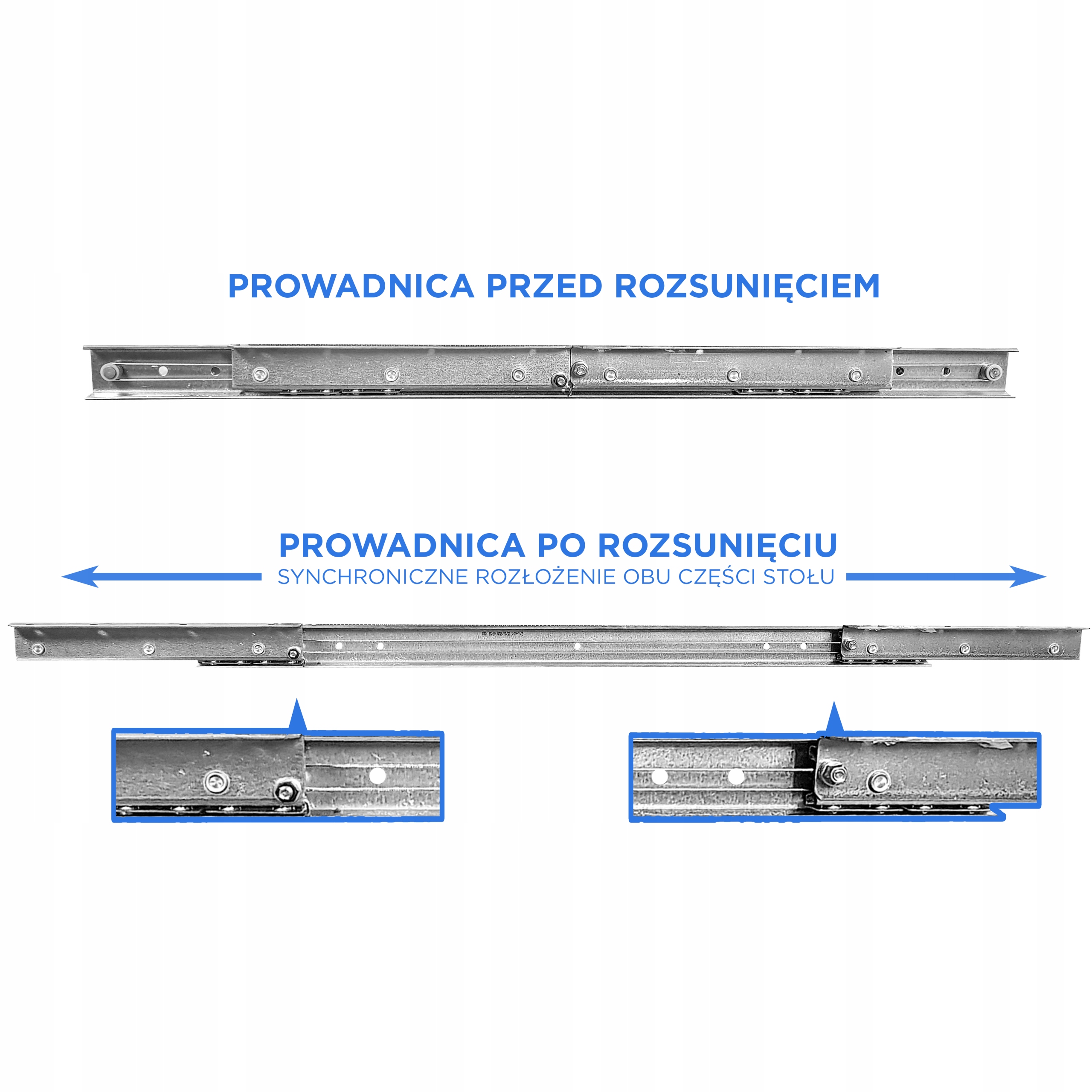 PROWADNICA STOŁU SYNCHRONICZNA-LINKA, 950 MM Wysokość 37 mm