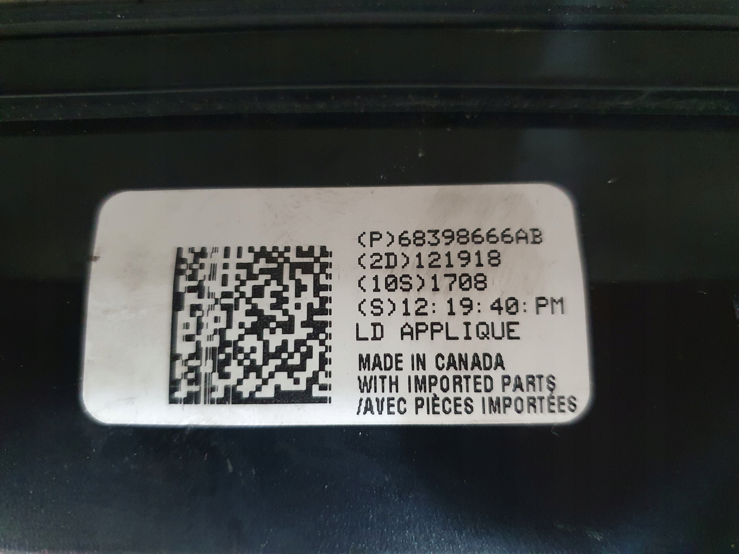 DODGE CHARGER 19- feu arrière arrière du capot couverture