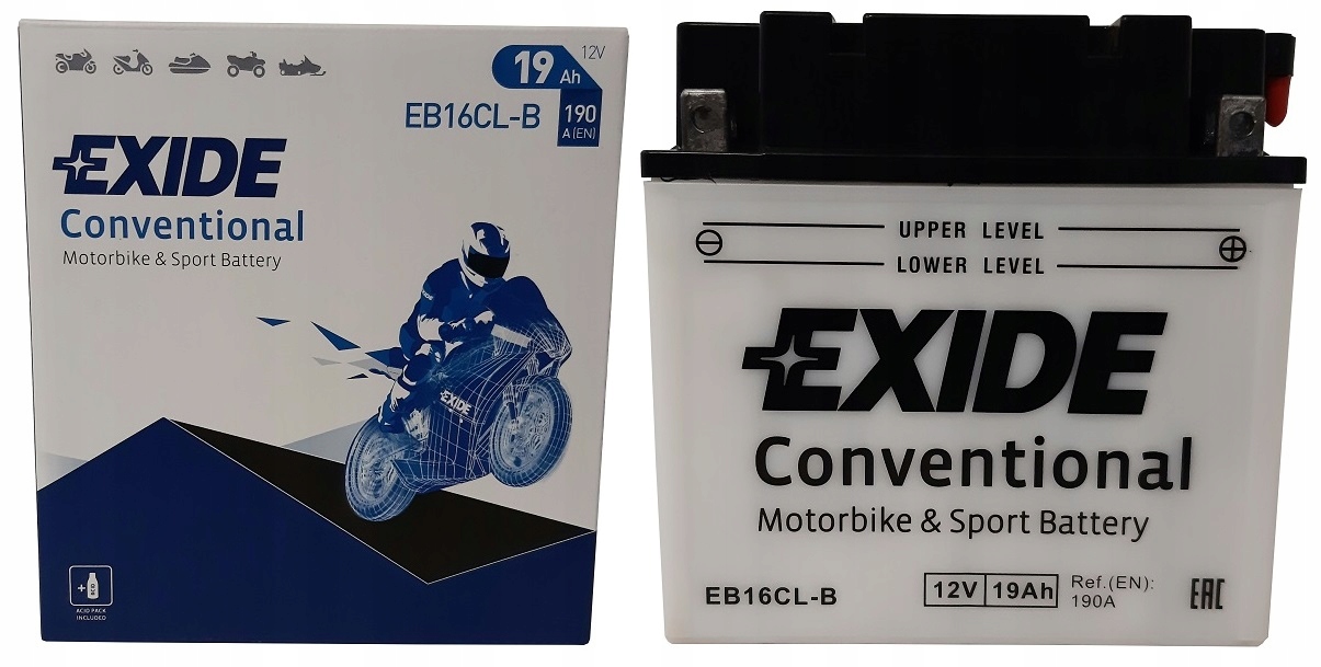 АКУМУЛЯТОР ДЛЯ МОТОЦИКЛА EXIDE EB16CL-B / YB16CL - B 12V