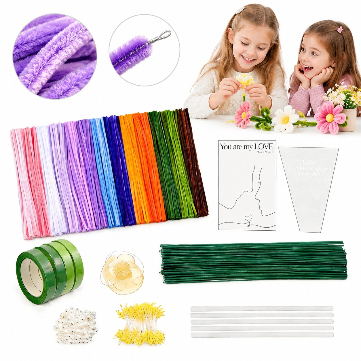 Kreativní Drátky Floristické Sada 800KS Ozdobné Dráty Na Květiny