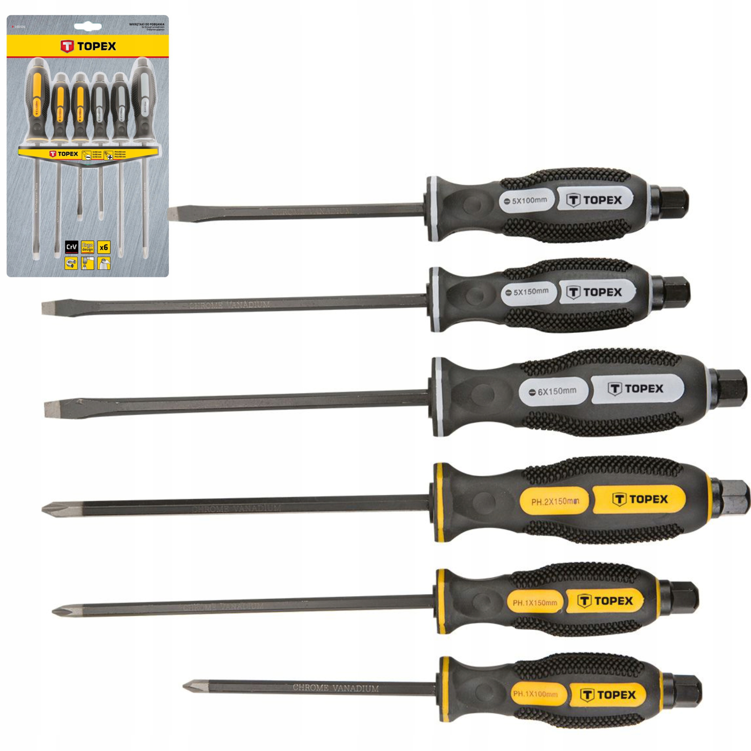 WKRĘTAKI DO POBIJANIA, ZESTAW 6 SZT. TOPEX 39D506