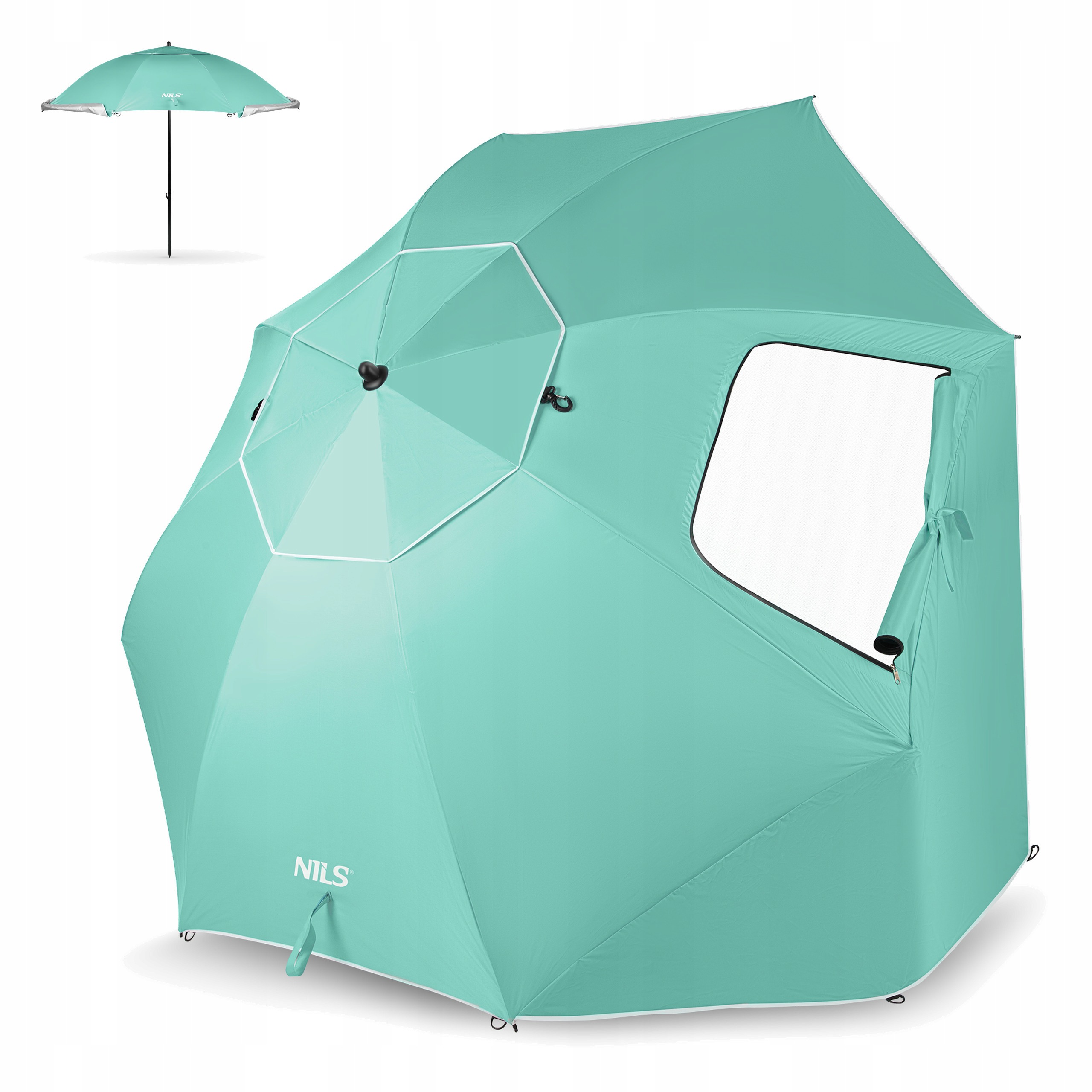 Plážový slunečník 2v1 paraván Nils Camp NC17114 velký XXL 240 cm zelený