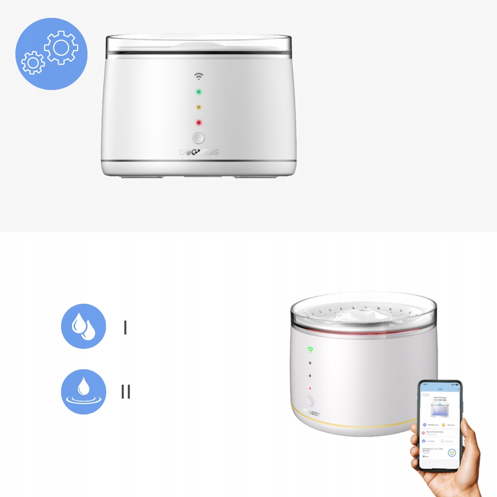 Fântână automată cu apă controlată prin aplicația 1,8 l pentru pisici marca DOGNESS Dogness