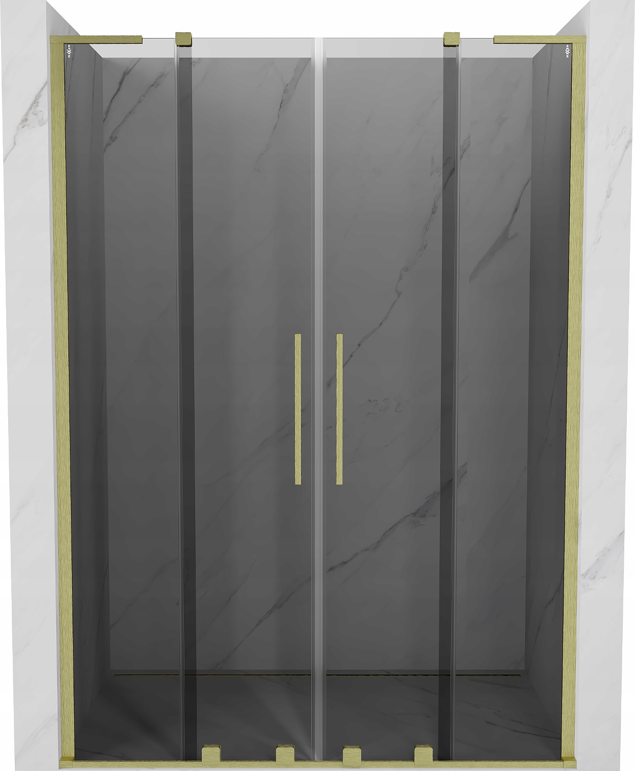 Mexen Velar L Duo sprchové dveře 150 cm, grafit, zlatá kartáčov.