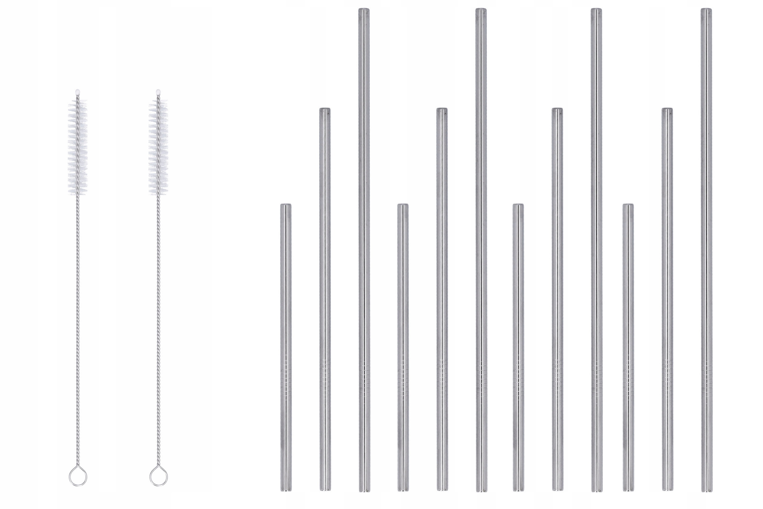 METALOWE SŁOMKI eko zestaw x14 3 rozm wielorazowe rurki do napojów czyścik Stan opakowania oryginalne