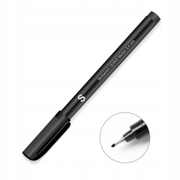 Marker permanentny do CD/DVD 0,4 mm czarny - 5 szt.