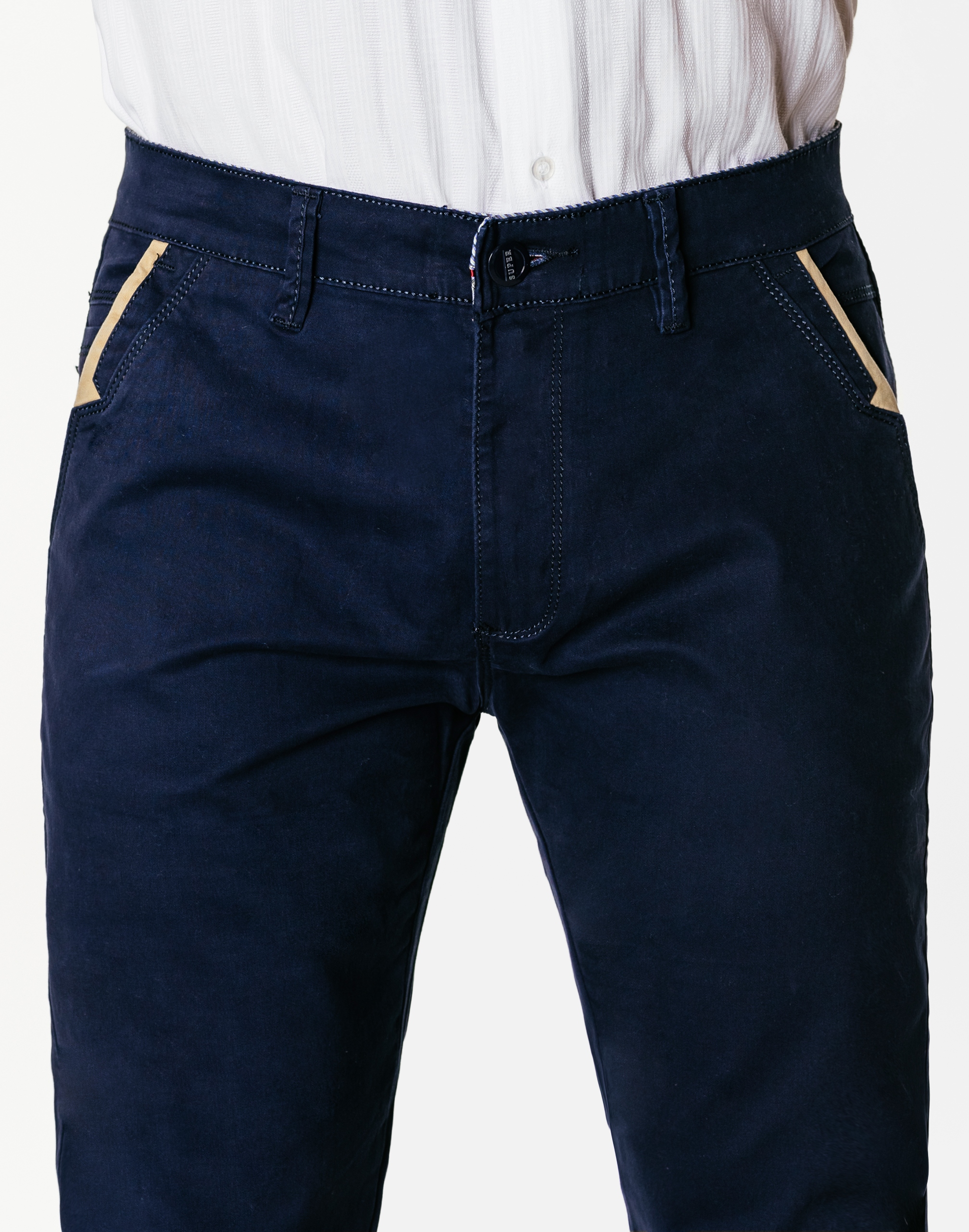 Eleganckie Wizytowe Spodnie Męskie Bawełniane Chinosy Granatowe SP4 W36 L34 Rozmiar 36/34