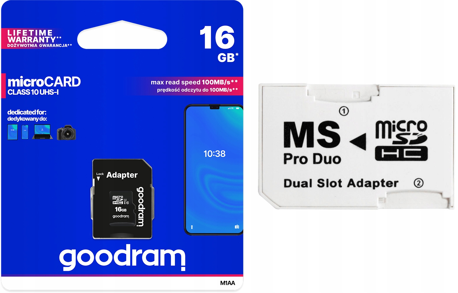 MS PRO DUO АДАПТЕР + GOODRAM 16GB CLASS10 SONY PSP