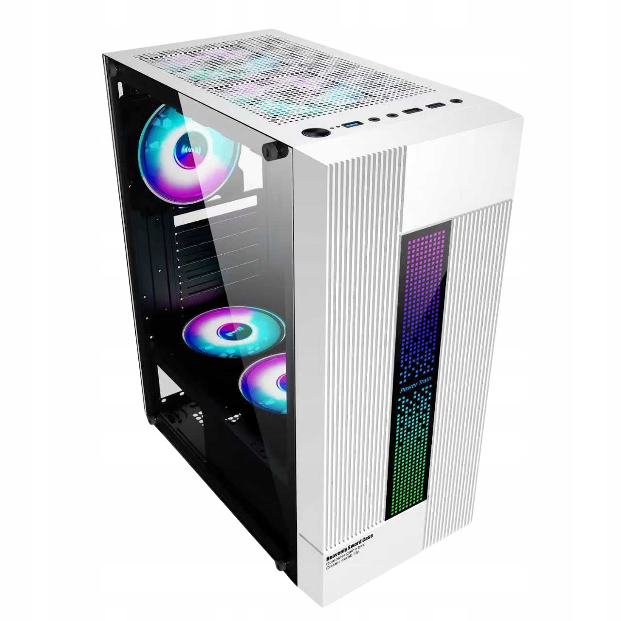 Počítačová Skříň počítačová skříň, sklo, 3x ventilátory 120 mm aRGB Led, bílá