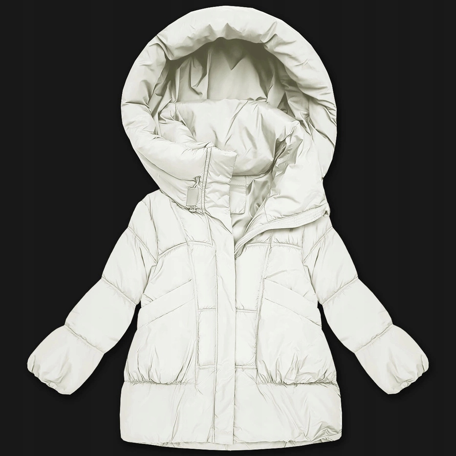 Volná Bunda S Kapucí B8539 Zlom. Bílá S (36)