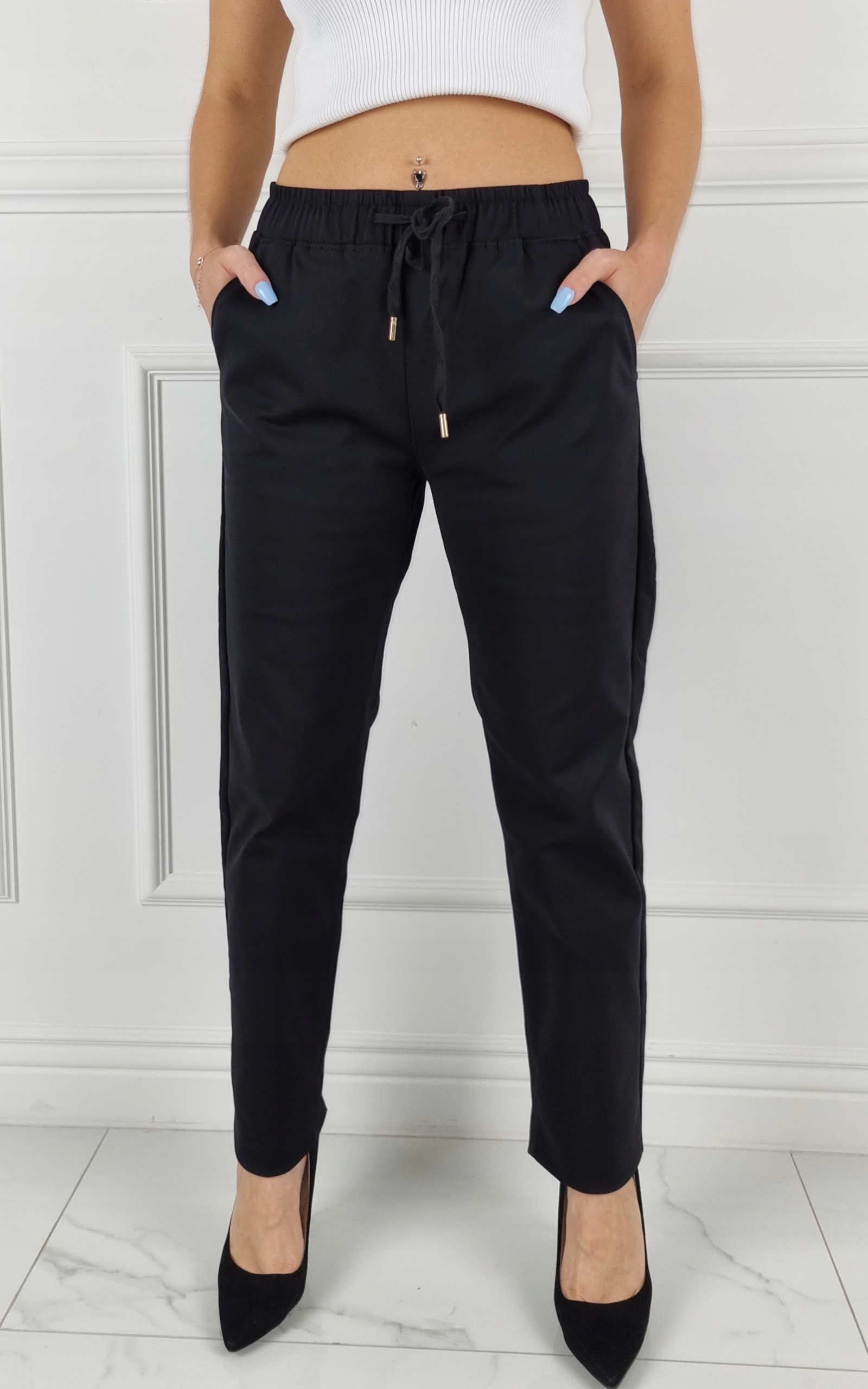 ELEGANCKIE DAMSKIE SPODNIE GUMKA 7/8 Plus-Size Długość nogawki 7/8