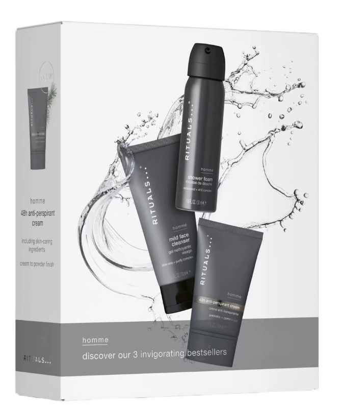 Rituals of Homme zestaw pianka, żel do twarzy, dezodorant antyperspirant