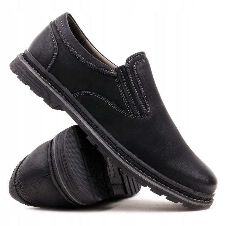 

Czarne Buty Męskie Wizytowe Półbuty Mokasyny