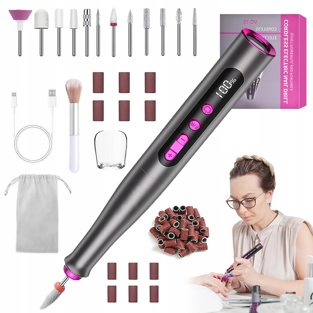 Bezdrátová Bruska Na Nehty Sada Pro Péči O Nehty Výkonná