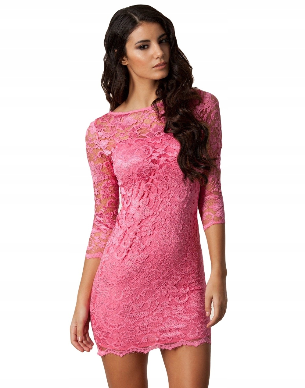 

John Zack koronkowa, różowa sukienka M